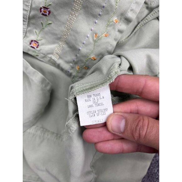 Froxx 2 Piece Set Womens Petite Small Green Tencel Floral Embroidered - Picture 5 of 13